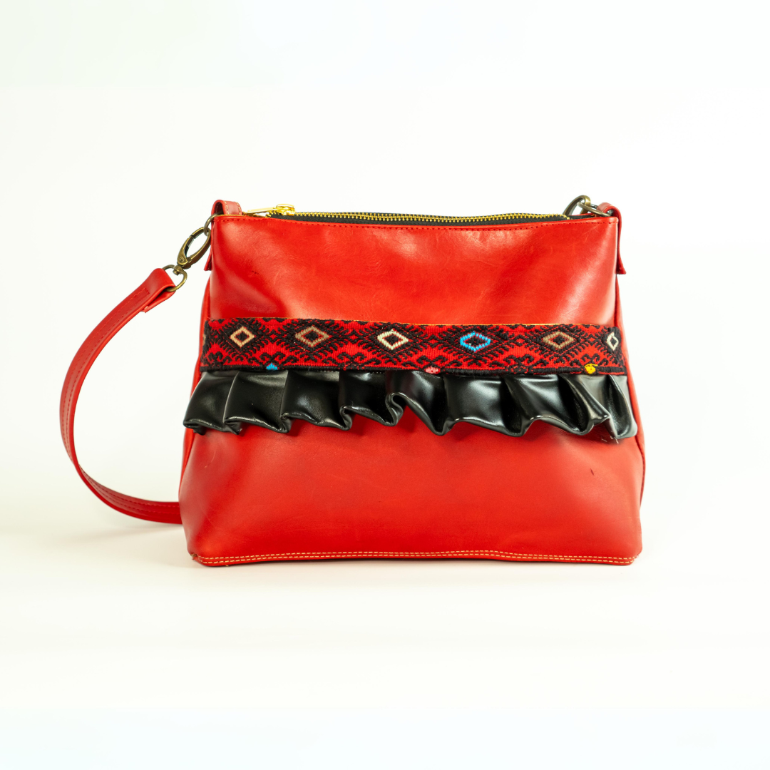 Bolso mini tote roja con negra Larrainzar