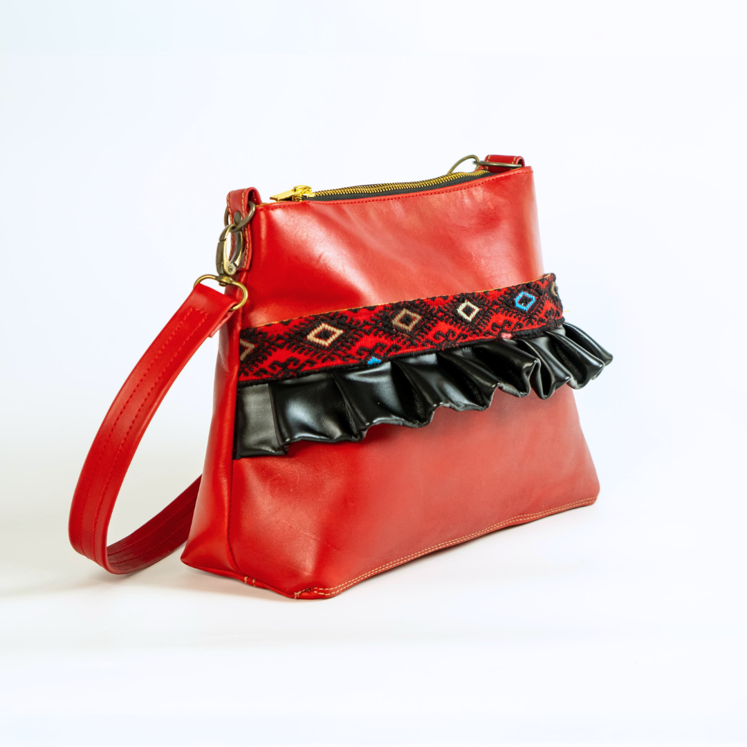 Bolso mini tote roja con negra Larrainzar
