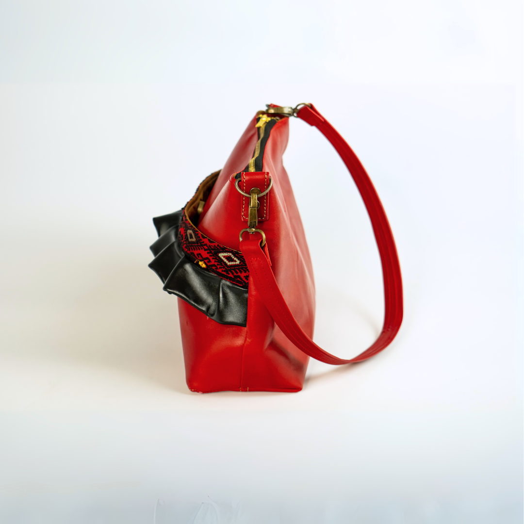 Bolso mini tote roja con negra Larrainzar