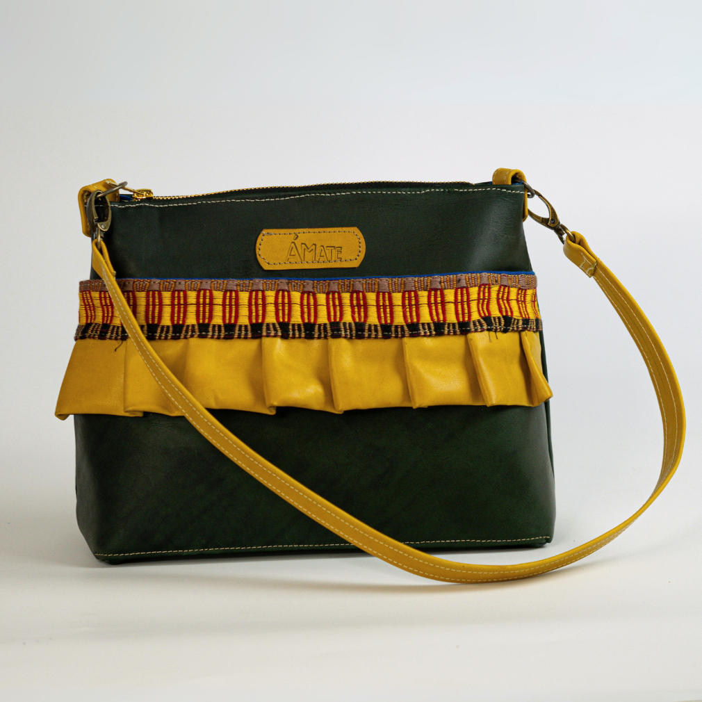 Bolso mini tote Verde con amarillo