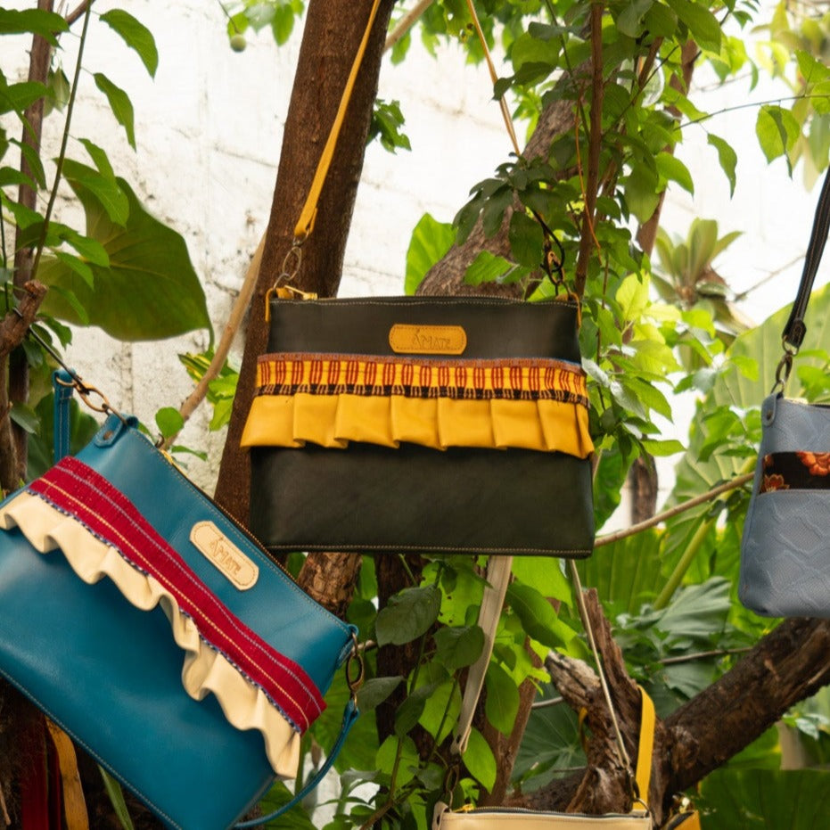 Bolso mini tote Verde con amarillo