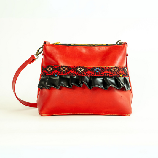 Bolso mini tote roja con negra  Larrainzar