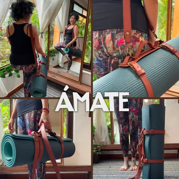 Arnés de cuero para tapete de yoga